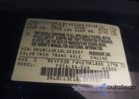 2008 Nissan Versa 1.8S from USA, damaged, VIN 3N1BC13E18L353507